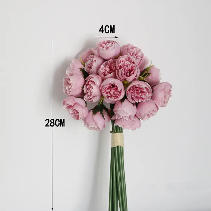 27 têtes Rose pivoine fleurs artificielles Bouquet de soie Roses fausse fleur pour Vase de Table organiser