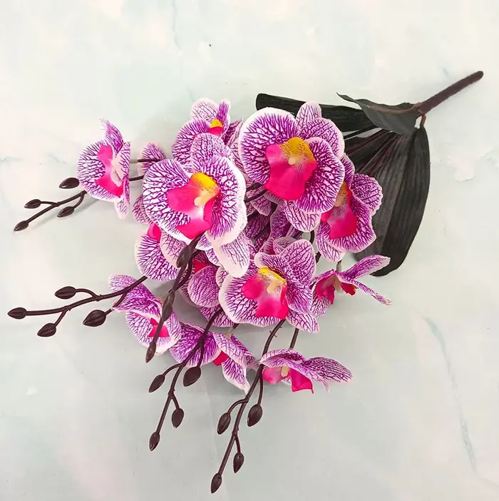 Fleur artificielle d'orchidée papillon à 5 fourchues