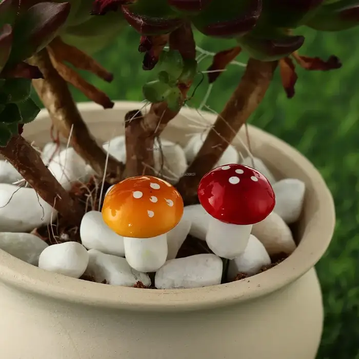 10/20 pièces Mini champignon bricolage artisanat jardin ornement résine mousse artificielle plantes en pot décor