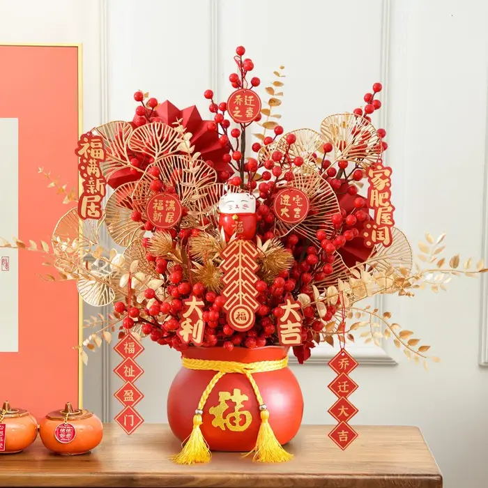 Décoration de fête de vacances chinoise fleurs artificielles décor de bureau de maison de noël