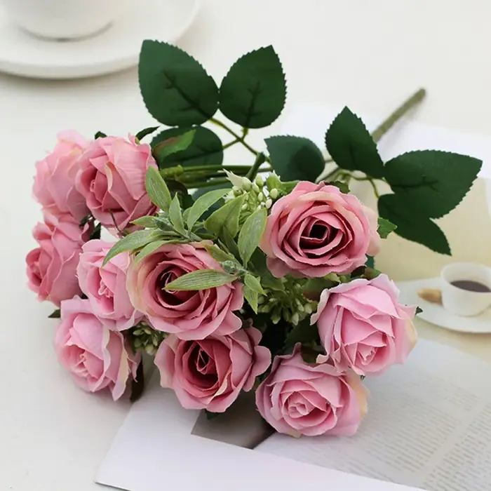 10 Têtes de fleurs artificielles réalistes, 6 couleurs, pour photographie, cadeau, boutons de roses 