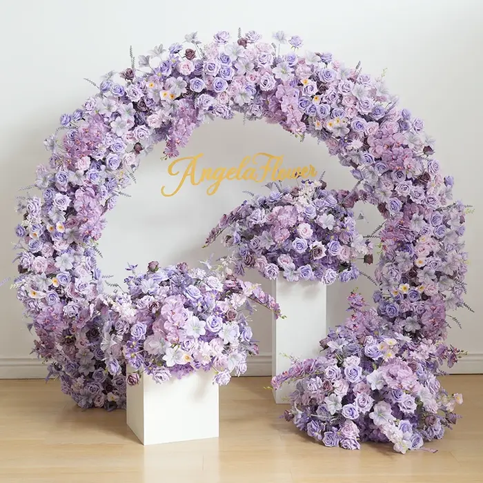 Angela fleur A9002 artificielle violet lavande Rose Arrangement Floral corne arc allée