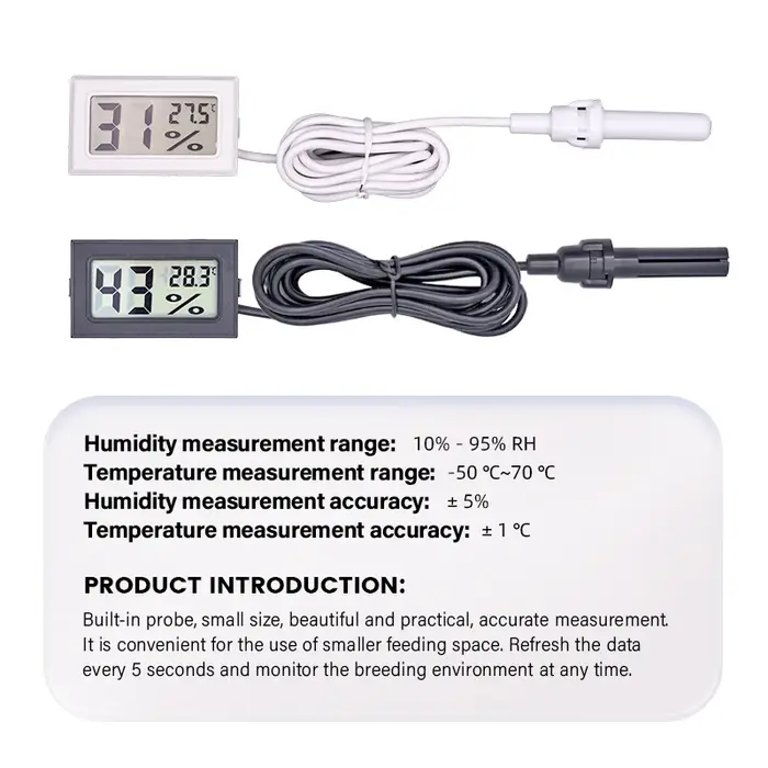 Mini thermomètre hygromètre à affichage numérique LCD, avec capteur de surveillance, détecteur d'hum