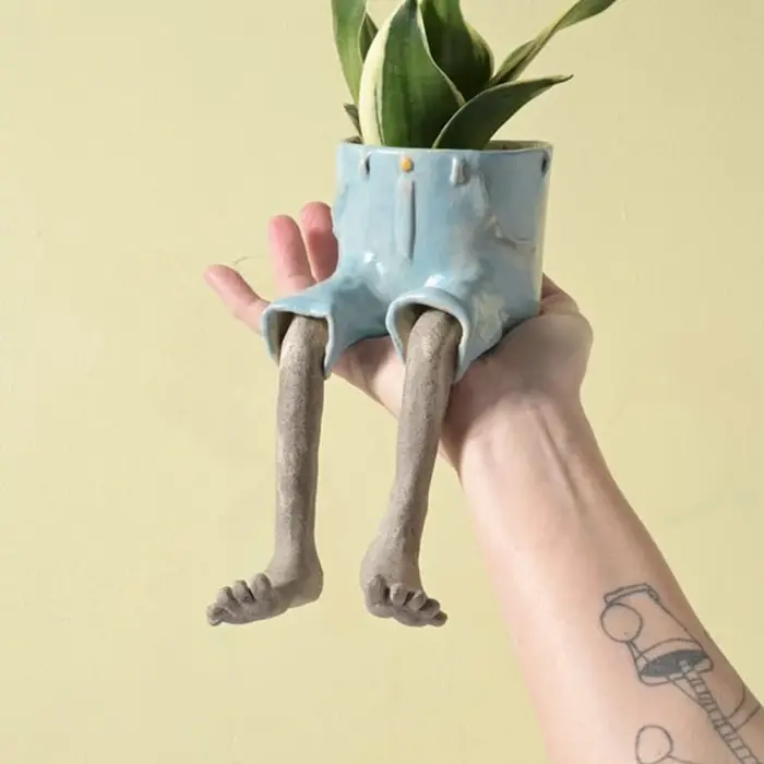 Jardinières en résine en forme de jambes assises, pots à plantes créatifs et uniques en forme de jambes, pour les amateurs de plantes