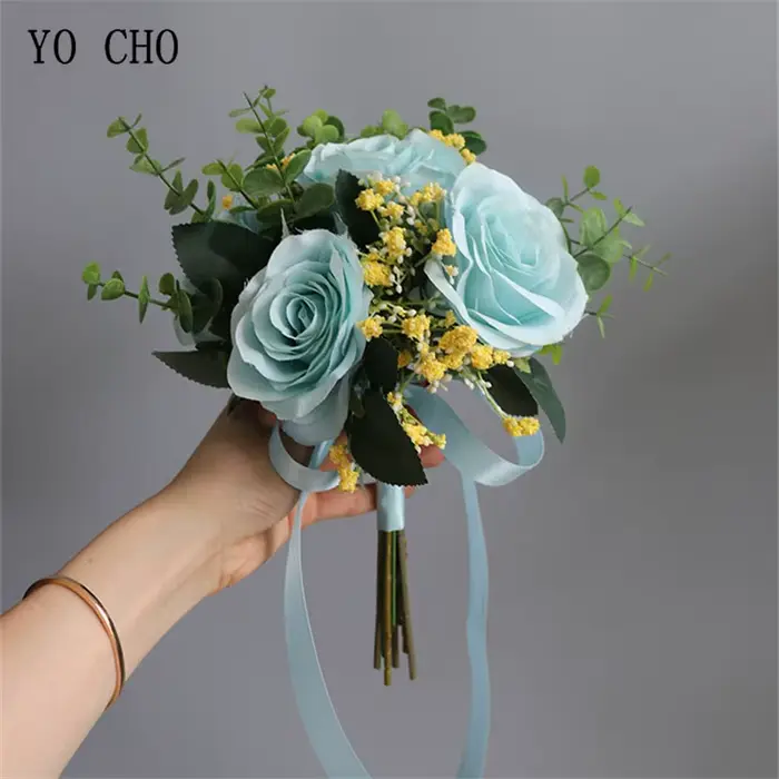 YO CHO Bouquet de fleurs artificielles mariée fleur de mariage soie Rose souffle de bébé