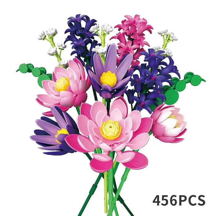 Bouquet de fleurs en blocs de construction Lotus et Jacinthe