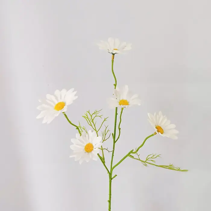 Marguerites blanches fleurs artificielles longue branche Bouquet fête de famille décoration de mariage bricolage mariée soie fleur artificielle