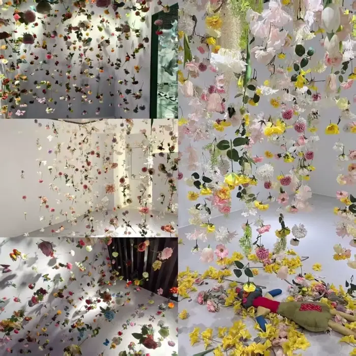 Rideau de fleurs artificielles style bohème