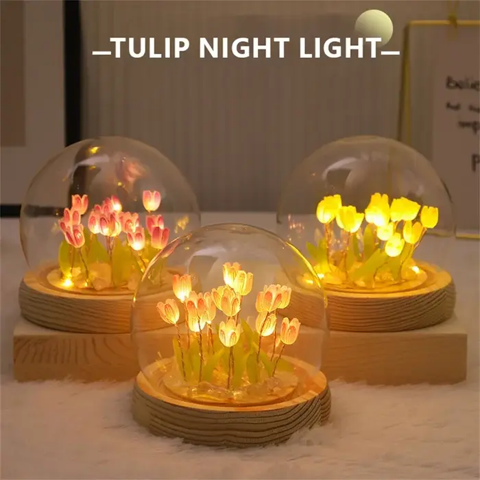 Veilleuse de fleur de tulipe artificielle faite à la main