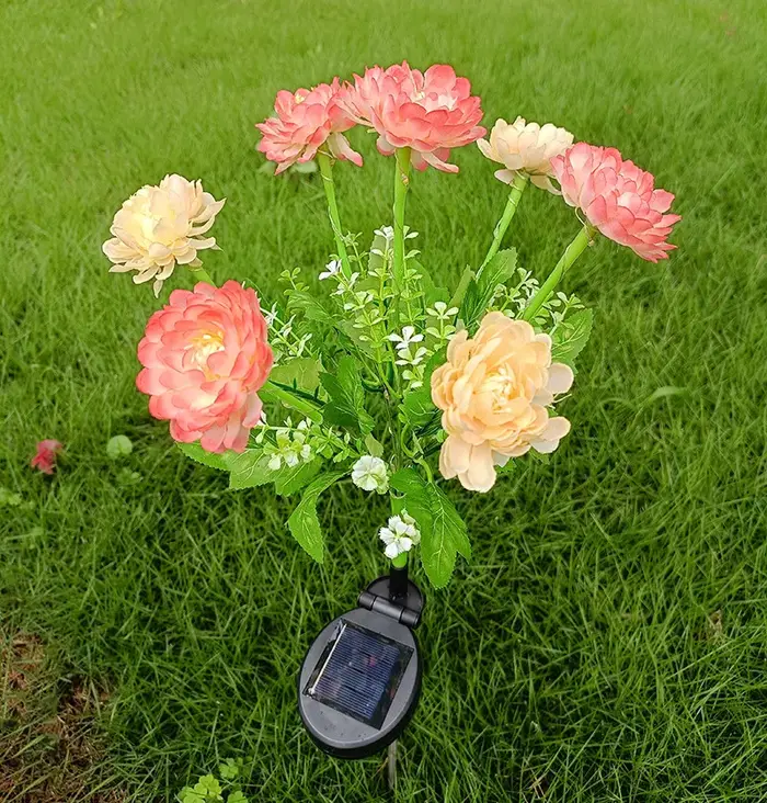 Lampes solaires LED d'extérieur pour jardin, 7 têtes, motif lotus des neiges, pour décoration de Noë
