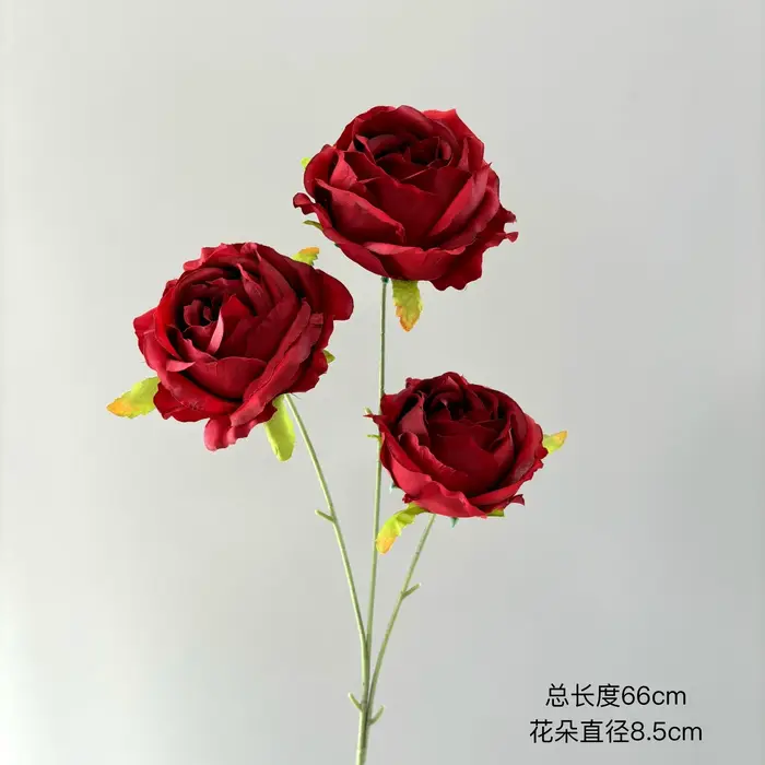 5 pièces, 3 têtes, fleur de soie rose montagne enneigée, décoration de mariage, bouquet de mariée, a