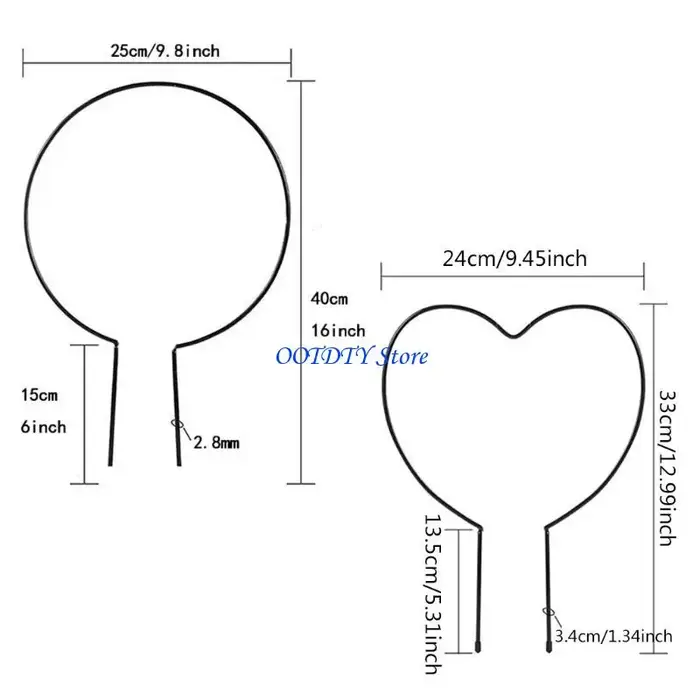 Support rond en fer métallique 367A pour plantes jardin en forme cœur