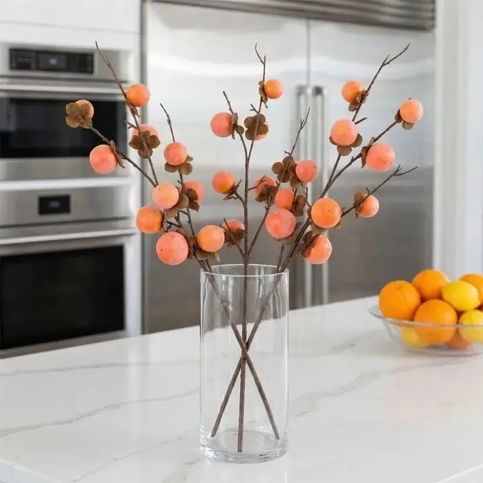 8 têtes de branches de kaki artificielles