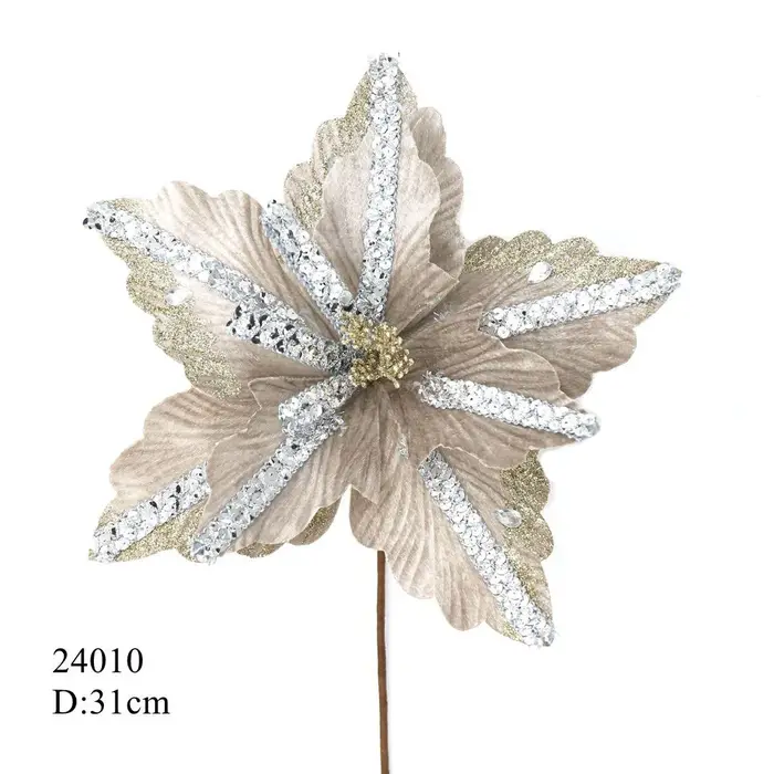 Nouveau produit 31CM fleur de noël artificielle flanelle de haute qualité fausse