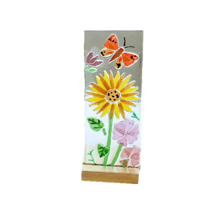Nouvelle figurine en verre style fleur, tournesol et rose, ornement créatif pour bureau et voiture