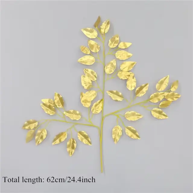 Matériaux d'arrangement de fleurs artificielles série dorée, Plam, feuille d'eucalyptus, plantes, he