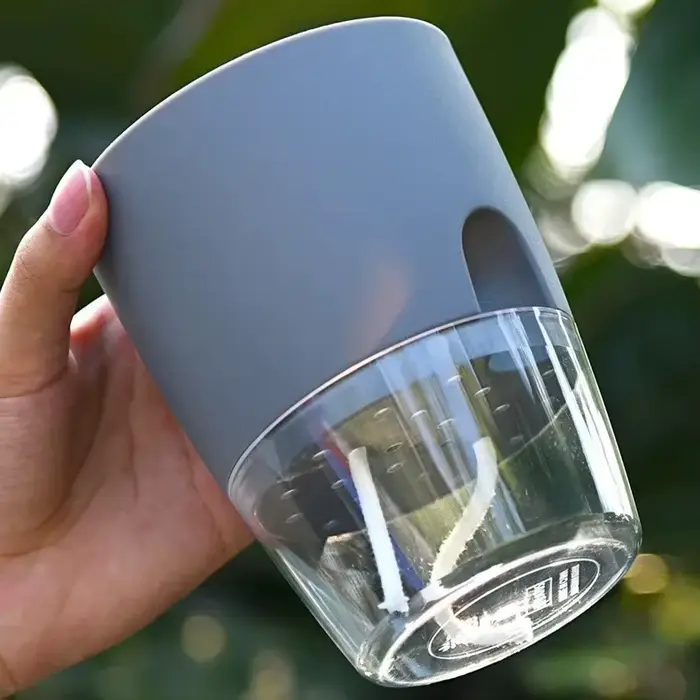 Pot de fleur en plastique Transparent Double couche