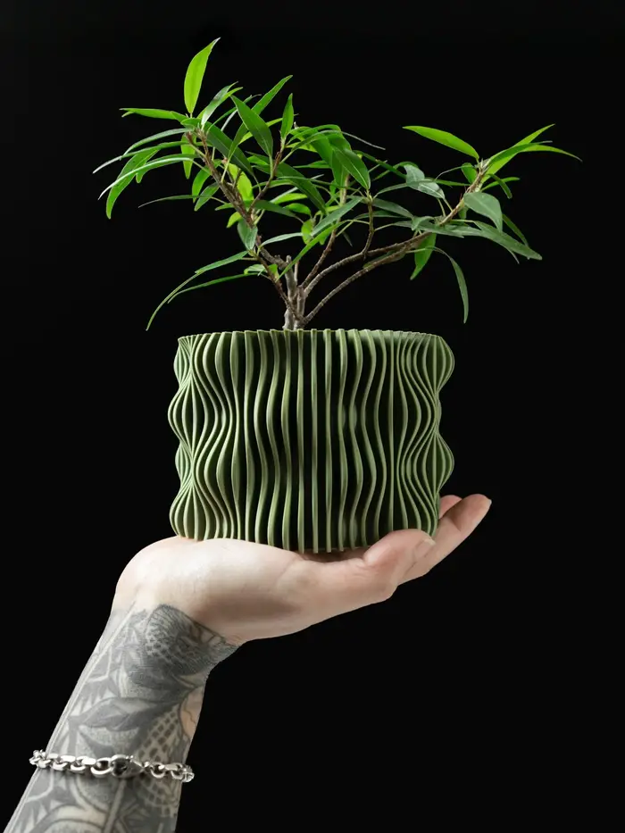 Pot à plantes moderne et minimaliste imprimé en 3D - Pot à fleurs biodégradable pour la décoration intérieure