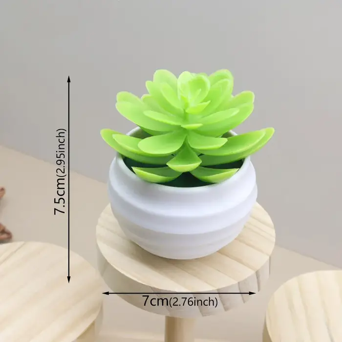 Bassin blanc en plastique de plante verte succulente artificielle