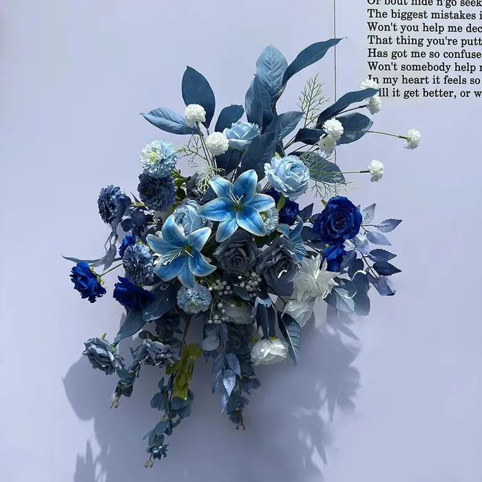 Haze bleu fleur extérieure fleurs artificielles décoration de mariage accrocher