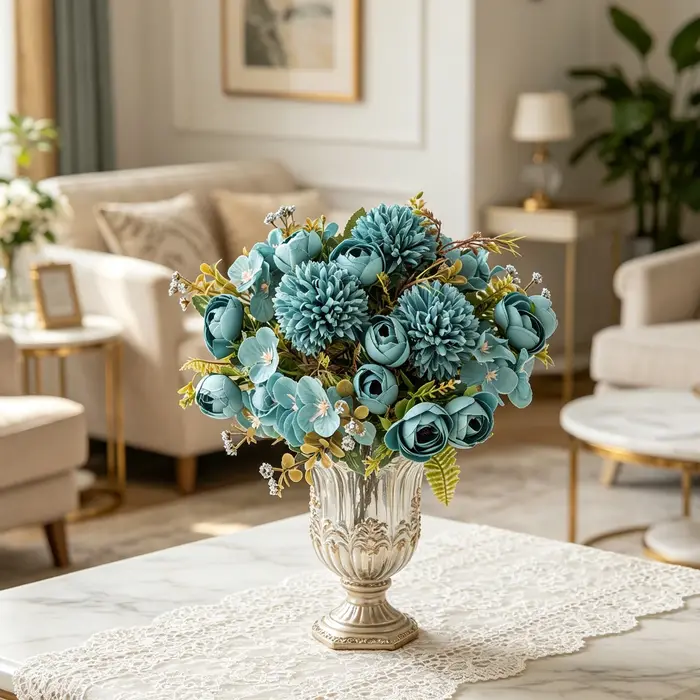 Fleurs Artificielles Bourgeons de Rose Thé Bouquet de Mariée DIY Vase Décoration de Table Maison Guirlande Festive Hortensia en Soie Cadeaux DIY