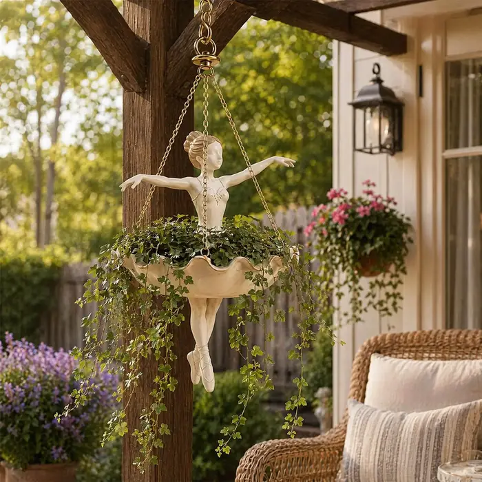 Pot de fleurs suspendu Danseuse, joli pot à plantes en résine Ballerine, élégant support artistique pour plantes grimpantes et succulentes