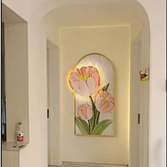 Lampe murale LED moderne à motif floral pour couloir intérieur, hall d'entrée, salon, décoration intérieure, lustre, peinture suspendue, éclairage mural