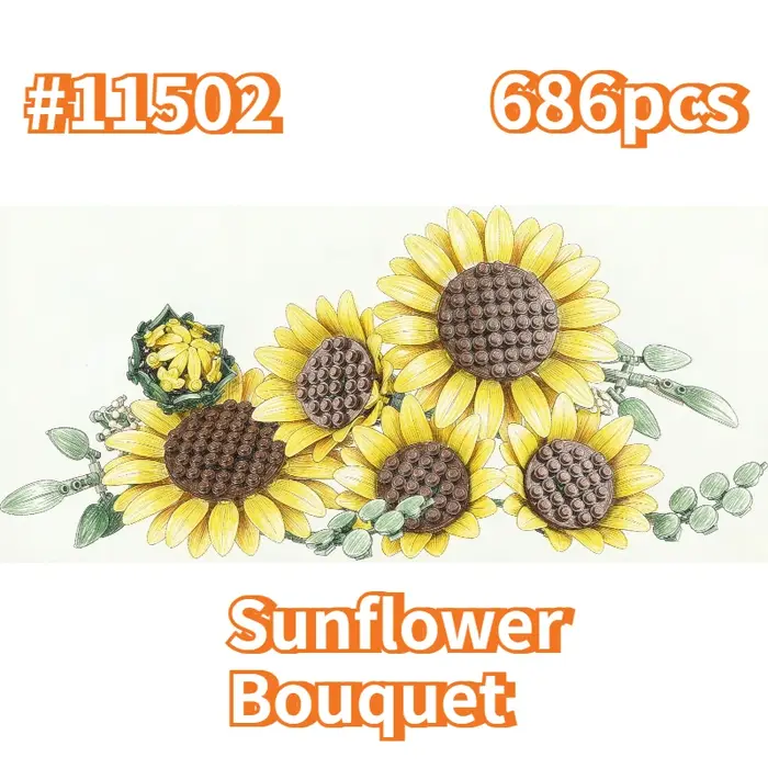 Blocs de construction en forme de bouquet de tournesols, compatibles avec Legoed, modèle de fleurs artificielles, décoration de la maison, plante de bureau, cadeaux à assembler