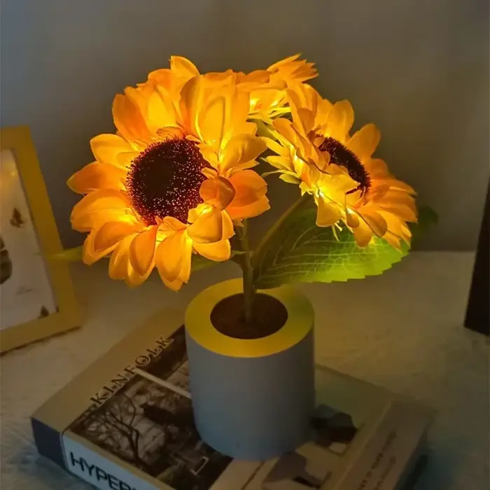 3 LED veilleuse Rechargeable tournesol lumières éclairage intérieur chambre chevet bureau décoration lampe de Table lampes de nuit