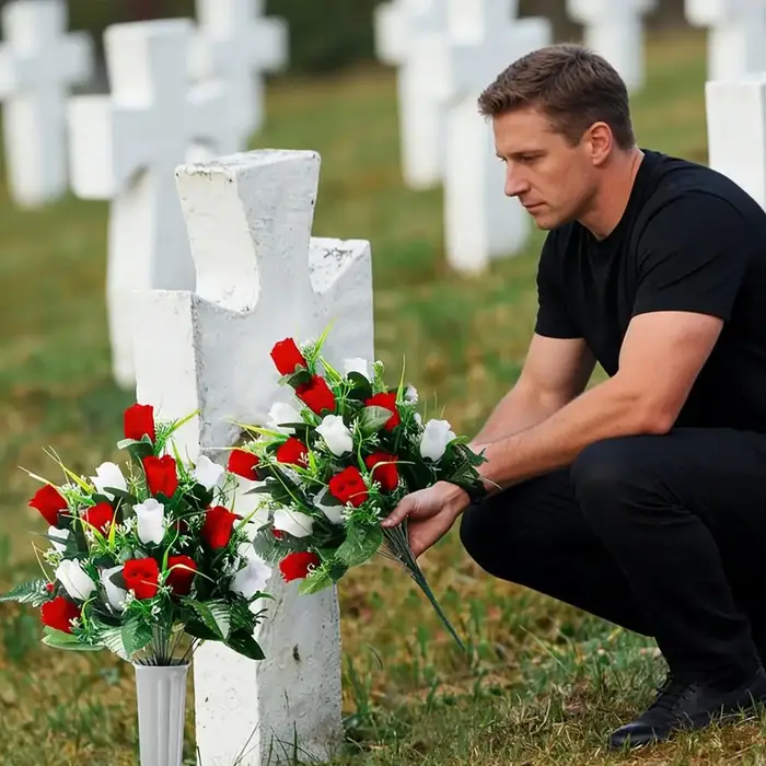 2 Pièces de Fleurs Artificielles pour Cimetière