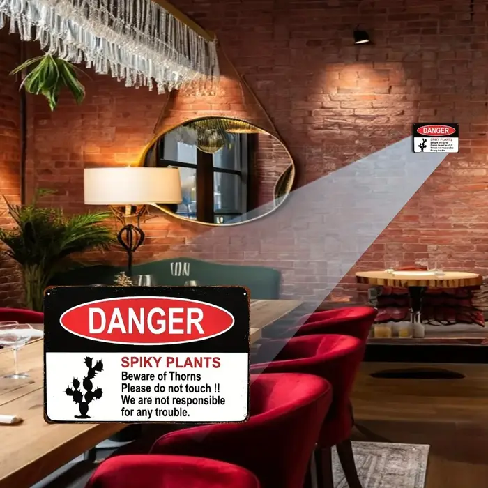 Panneau de signalisation de danger en aluminium plat 2D en forme de cactus