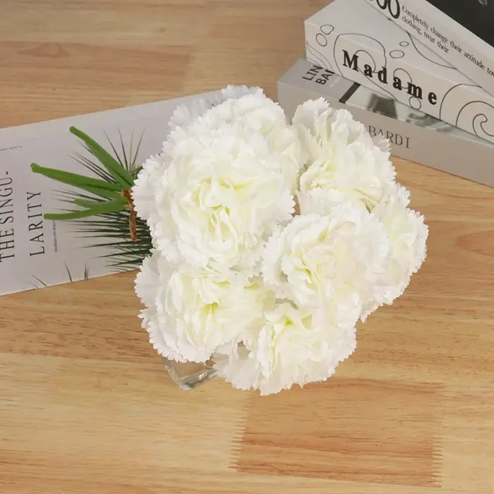 Fleurs de Simulation décoratives de fête Festive, œillets en soie, décoration de mariage, fausse fle