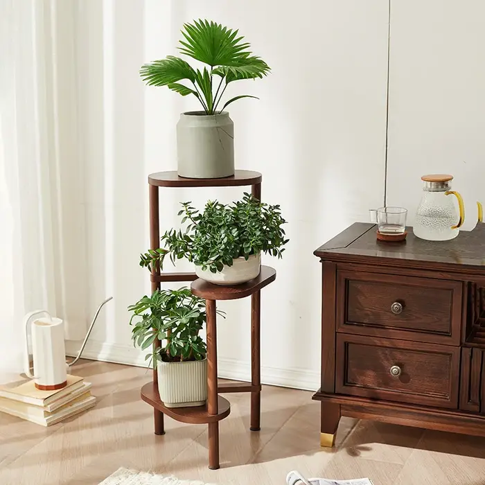 Support pour plantes d'intérieur en bois massif