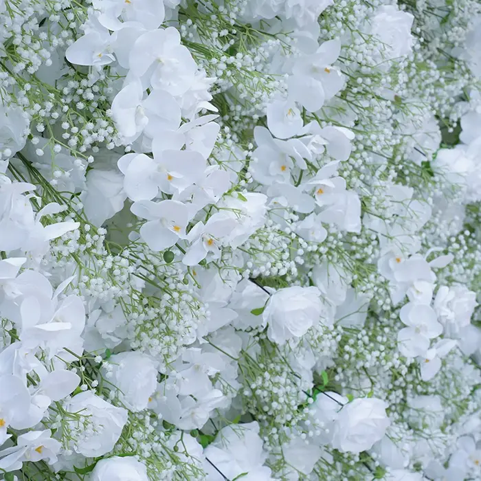 Luxe Babysbreath blanc Rose orchidée 5D tissu fleur mur mariage toile de fond roulant rideau Milan gazon plantes mur accessoires de fête