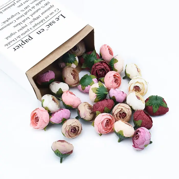 6 pièces roses en soie bourgeons de thé fleur de mariage mur Festival décoration pour la maison accessoires de mariée liquidation bricolage cadeaux fleurs artificielles