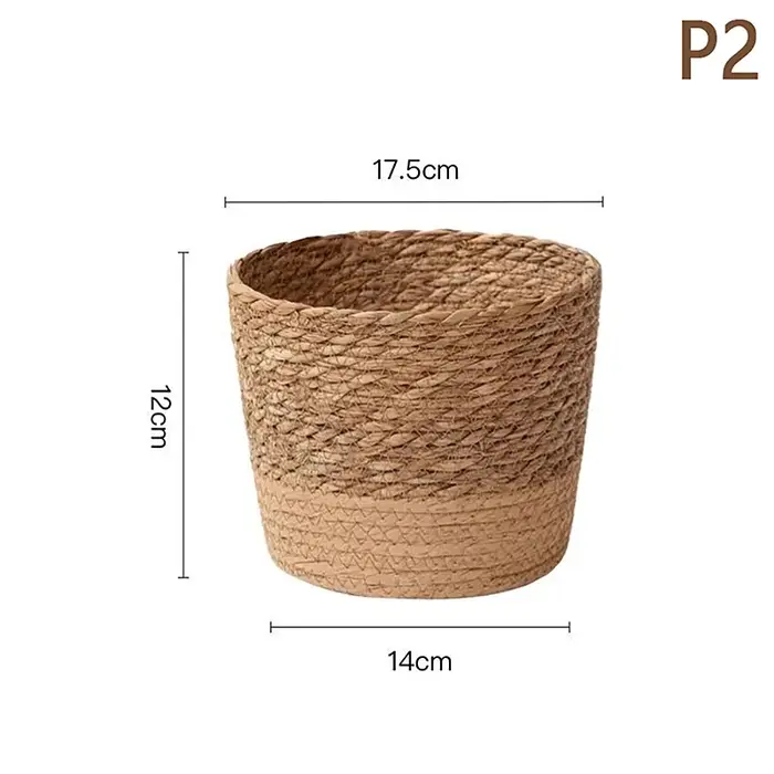 Pot de plantes à fleurs tissées en paille