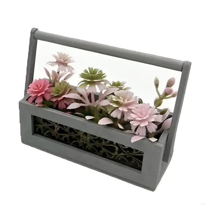 Plantes miniatures à fleurs roses pour maisons poupées