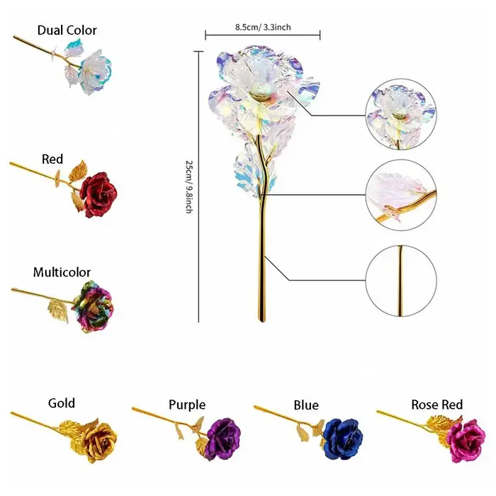 Feuille d'or sûre Rose fleur feuille d'or Rose fleur artificielle Rose fleur Simulation feuille d'or Rose pendentif décor à la maison