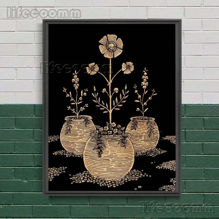 Affiche d'art avec plante pleine de soleil et de lune, élément de sorcellerie, décoration de maison,