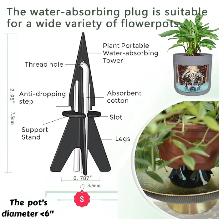 Paquet de 4 pointes auto-arrosage brevetées – Système d'arrosage pour plantes d'intérieur, convient 