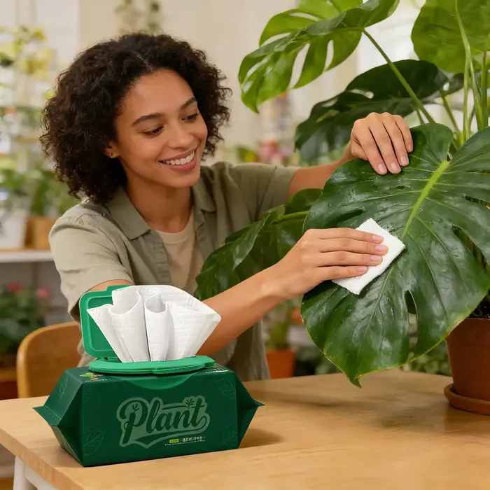 Lingettes nettoyantes pour feuilles de plantes