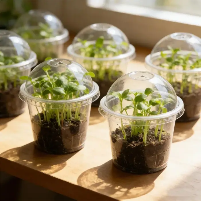 Pot de pépinière transparent avec couvercle respirant