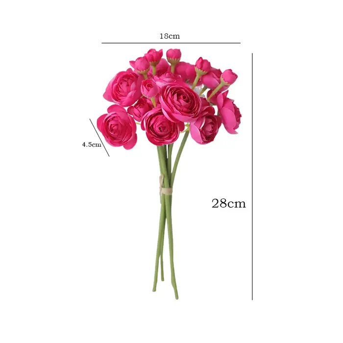 12 pièces Ranunculus fleurs artificielles Faux Mini pivoines fausse fleur pour bricolage Bouquets de mariage douche nuptiale décoration de Table à la maison