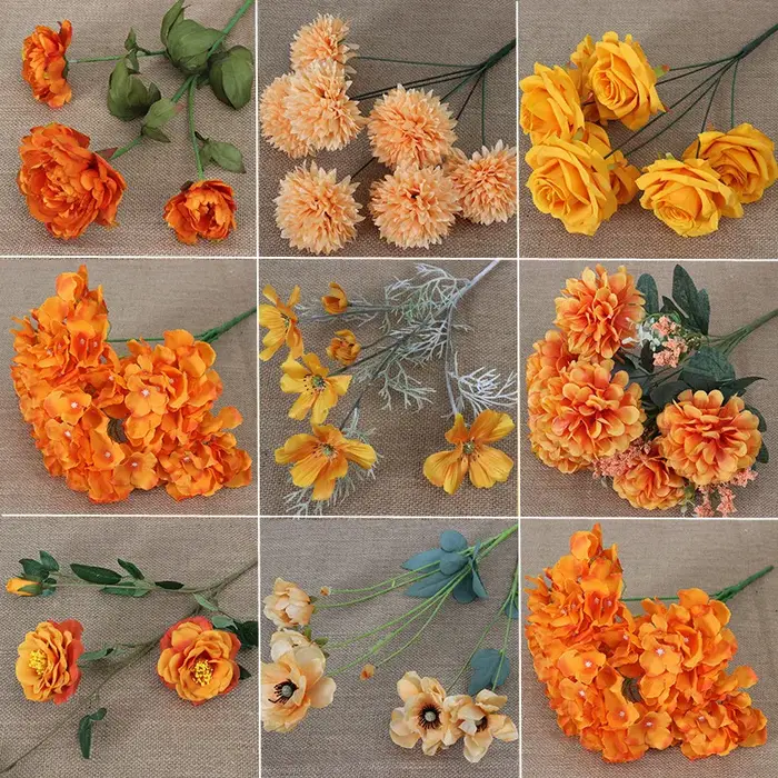 Matériel de fleurs de simulation de série orange