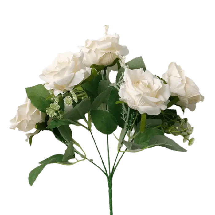 Fleurs artificielles réalistes à 5 têtes, fleurs en soie simulées, roses en soie pour la décoration 