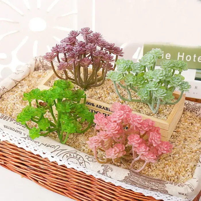 39Styles grandes plantes succulentes artificielles floquées vert rose violet maison jardin bricolage arrangement floral