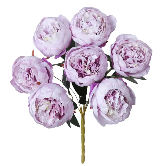 Bouquet de 7 grandes pivoines artificielles en soie pour mariage en extérieur