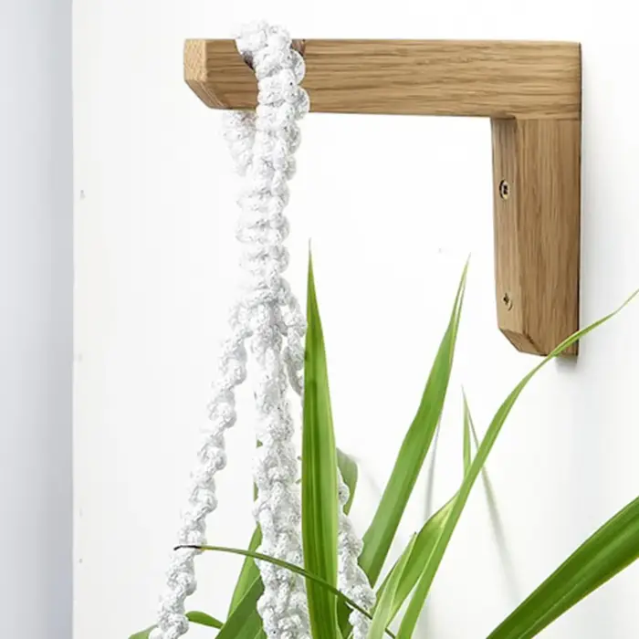 Supports muraux en bois en forme de L pour plantes, supports muraux en bois naturel pour plantes, cr