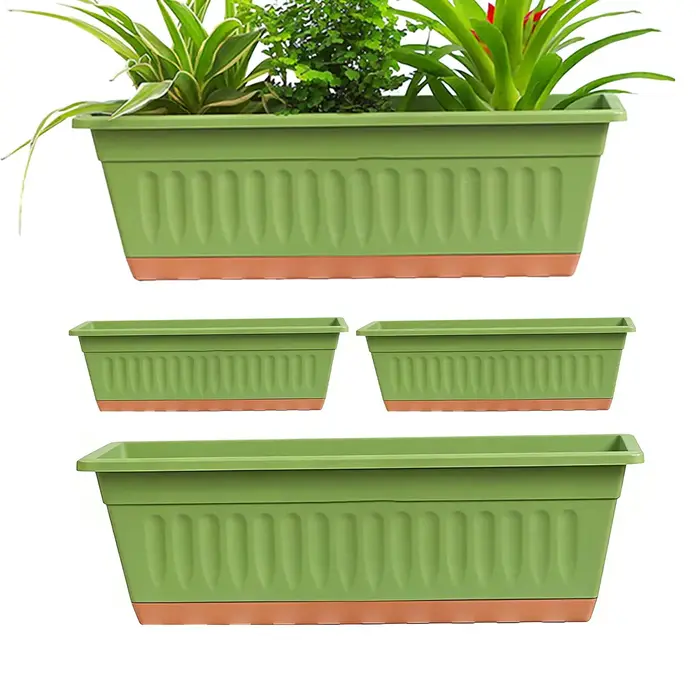 Lot de 4 jardinières rectangulaires 50x19x16cm