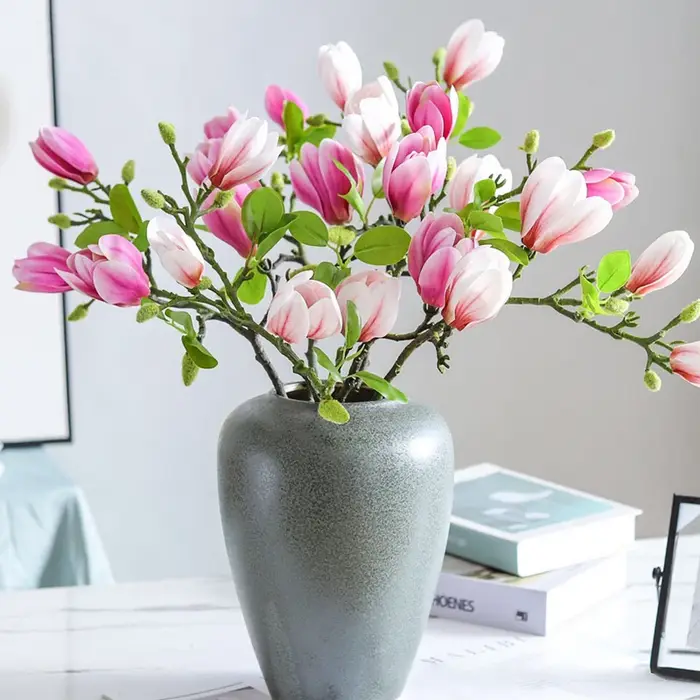 Fleur de Magnolia Artificielle à Branche Unique